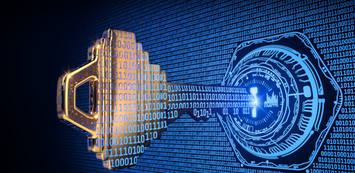 A Cybersecurity Concept Illustration; A Key Formed from Binary C