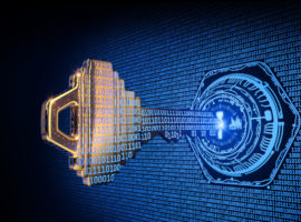 A Cybersecurity Concept Illustration; A Key Formed from Binary C